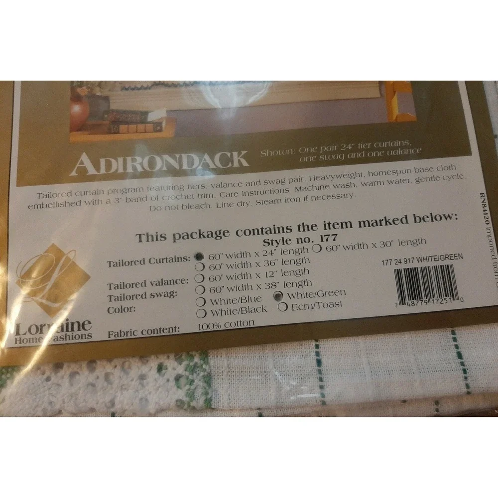 New Set 2 Panels Homespun Crochet Trim Vintage Curtains Shabby Cottage 60
